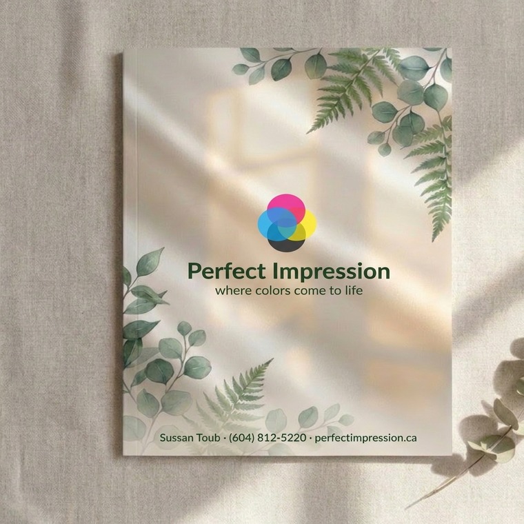 Dull Book with Satin AQ booklet with a wellness cover design, lying in soft daylight
