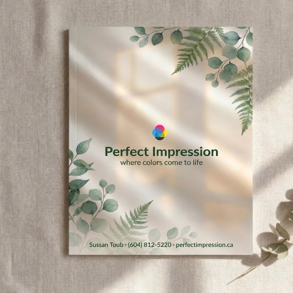 Dull Book with Satin AQ booklet with a wellness cover design, lying in soft daylight