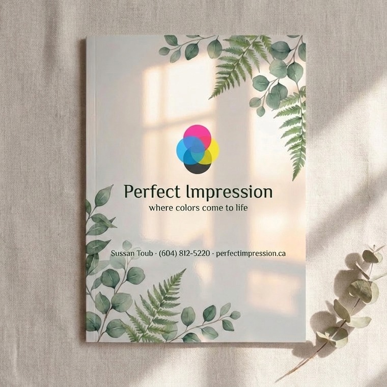 Booklet with a wellness cover design in soft daylight
