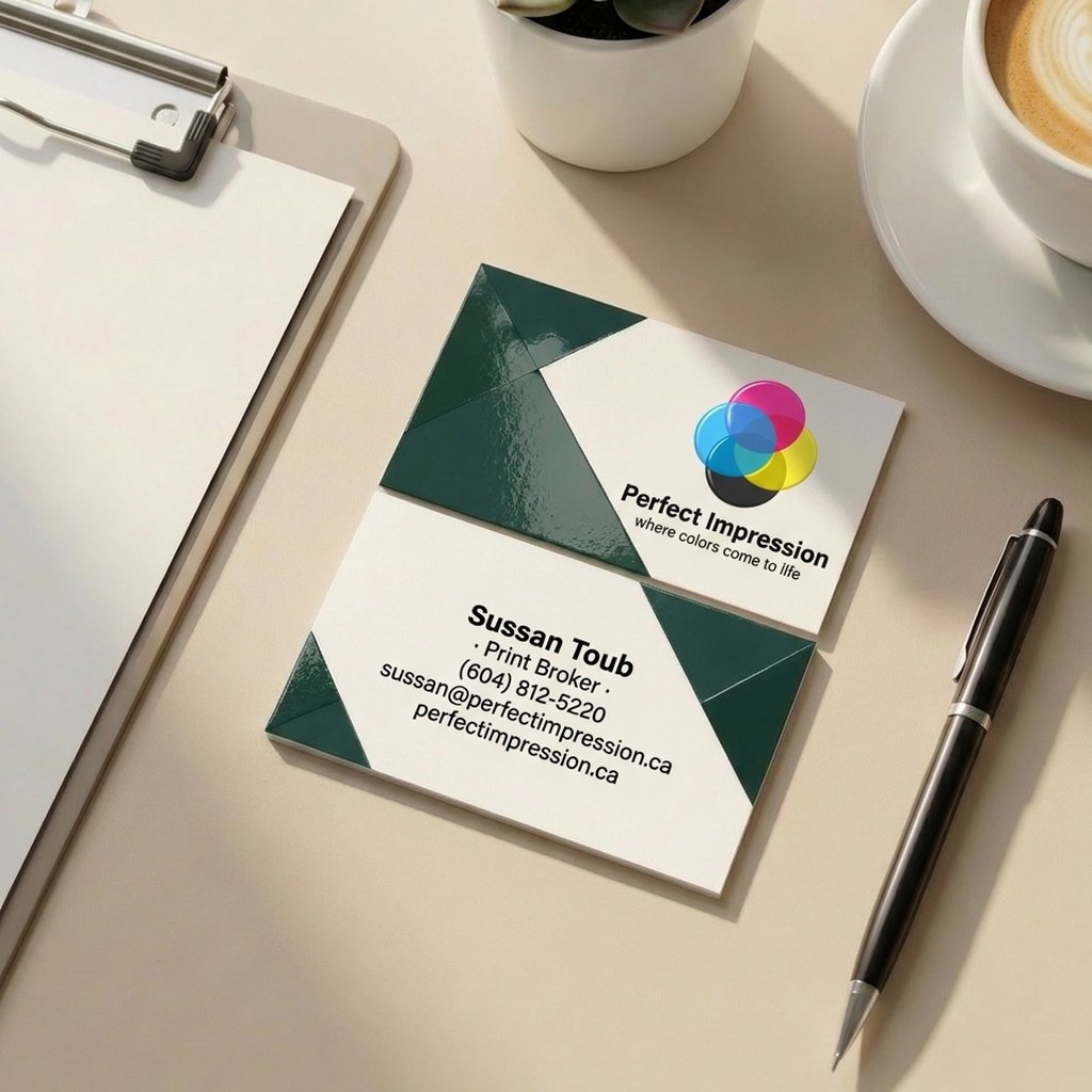 Perfect Impression business card with raised spot UV gloss