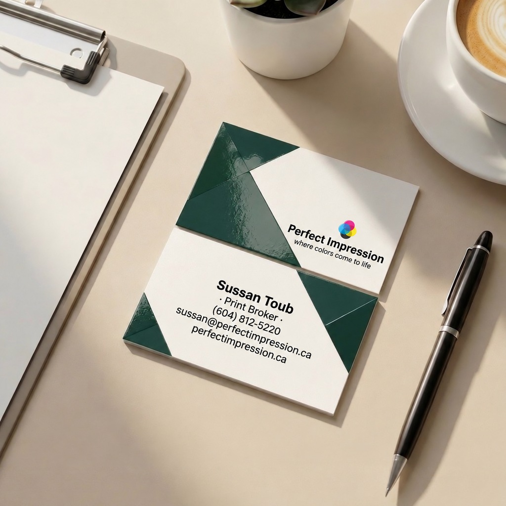 Perfect Impression business card with raised spot UV gloss