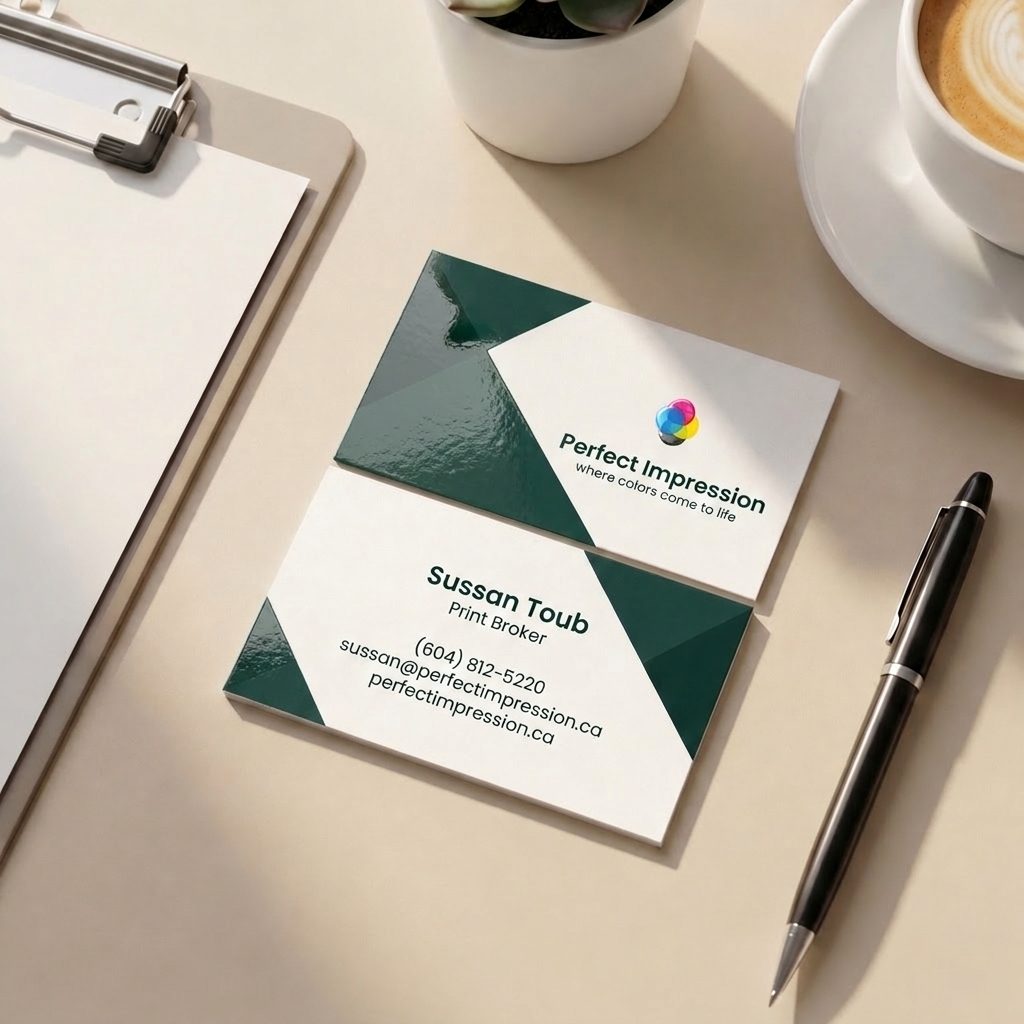 Her business card printed in spot uv