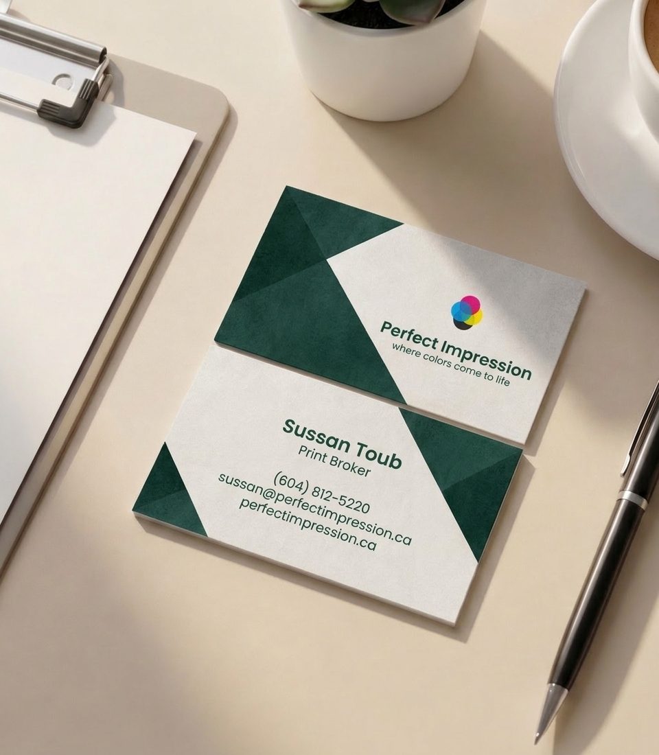 Her business card printed in suede