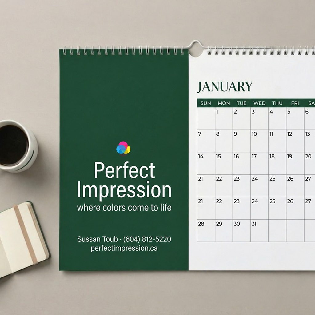11x8.5 calendar photographed with coffee and a notebook
