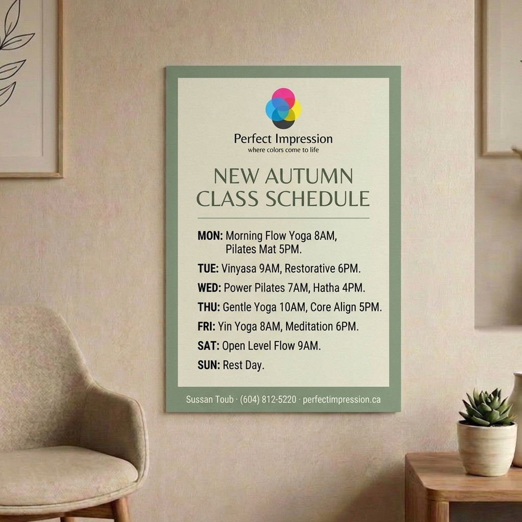 Matte-Finish poster hung on a wall above a side table