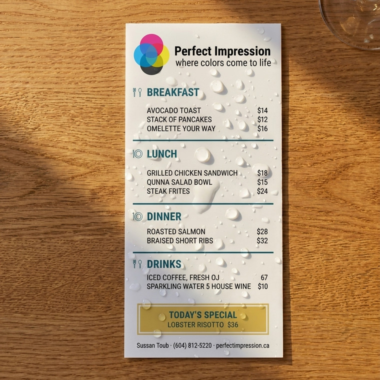EndurACE menu lying on a wooden table