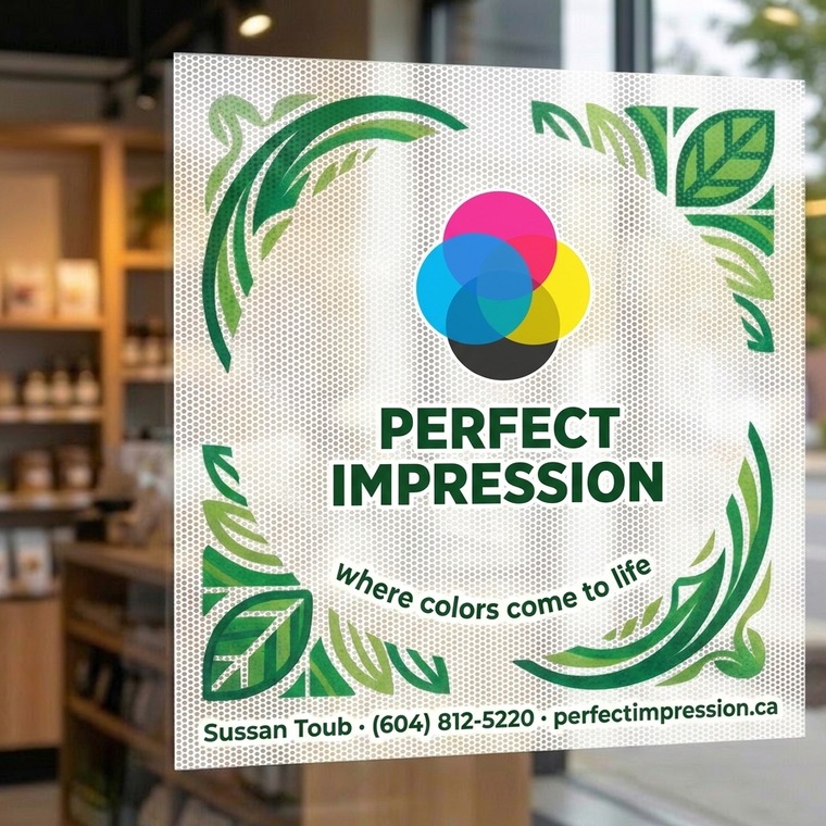 See-Through Perforated window graphic applied to a shop window