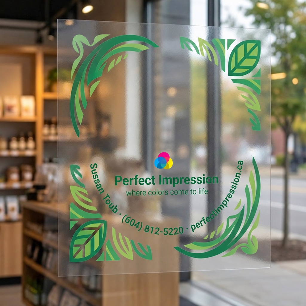 Standard Clings: Clear window graphic applied to a shop window
