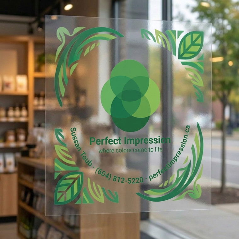 Standard Clings: Clear window graphic applied to a shop window