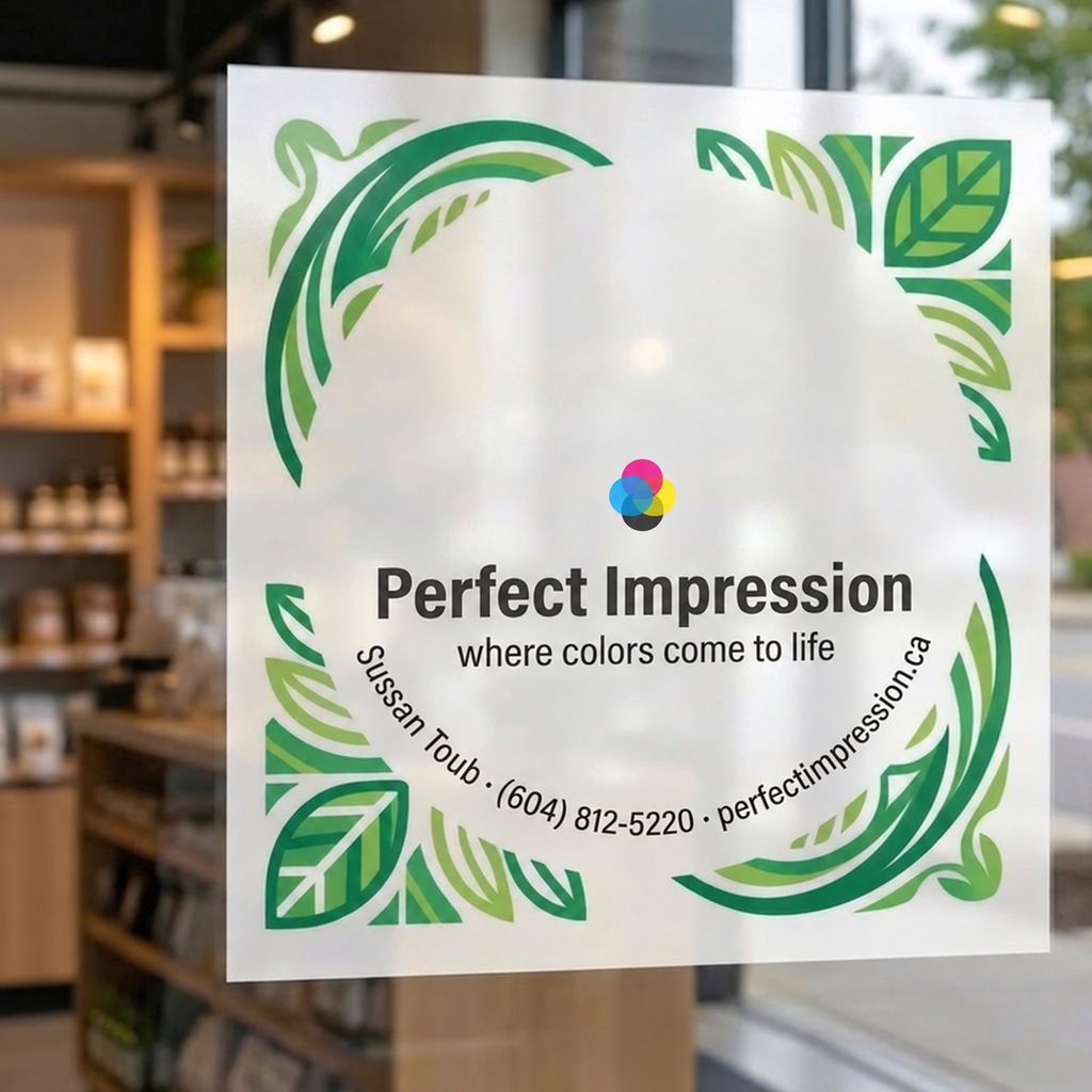 Standard Clings: White window graphic applied to a shop window
